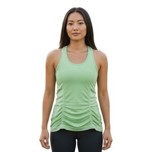 Athleta Ruched Racerback Tank Top Green Stretch Activewear Size M‎